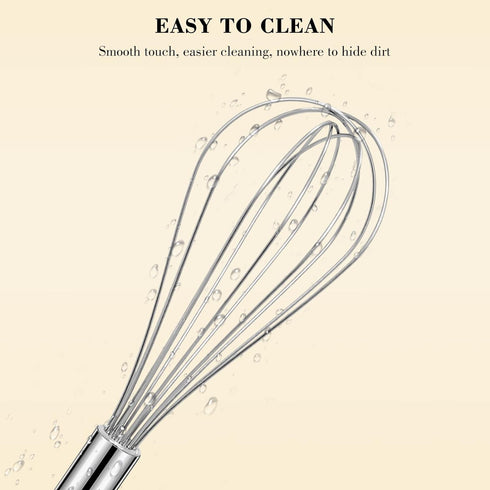 NileHome Stainless Steel Whisk Set, 3 Pack, 8" 10" 12" Kitchen Whisks for Cooking and Whisking