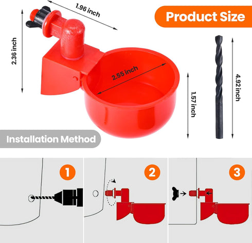 Yrangee 24 Pack, Chicken Water Cups, Chicken Waterer DIY Chicken Water Feeder for Poultry Gravity Filling Automatic