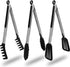HST 3 Pack Tongs for Cooking with Silicone Tips, Non-Stick Kitchen Tongs for BBQ Baking (12", Black)