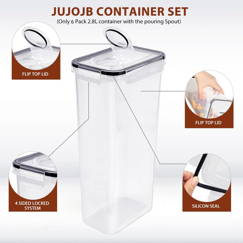 64 Free,6 Pack JUJOJB PCS Airtight Food Storage Containers With Lids BPA With Pouring Spout Cereal Containers Storage