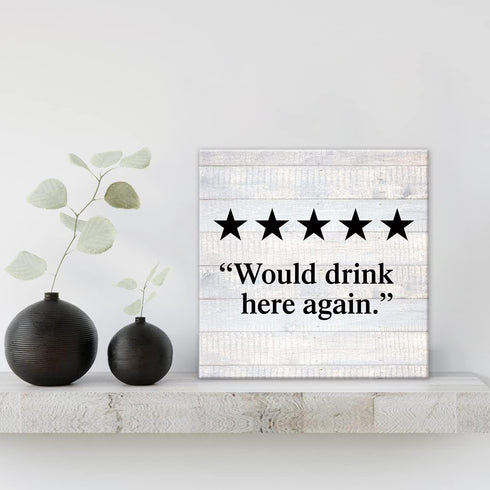 Country Would Drink Here Again - Farmhouse Canvas Print Wall Art Decor, Rustic Kitchen Bar Sign