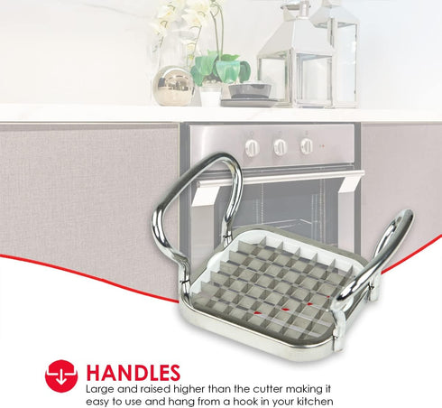 Home Basics French Fry Cutter, Stainless Steel Slicer with Easy Grip Handles, Silver