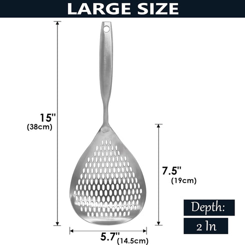 KAYCROWN 304 Stainless Steel Skimmer Slotted Spoon, Ladle/Strainer for Cooking, Frying, Pasta Strainer for Kitchen