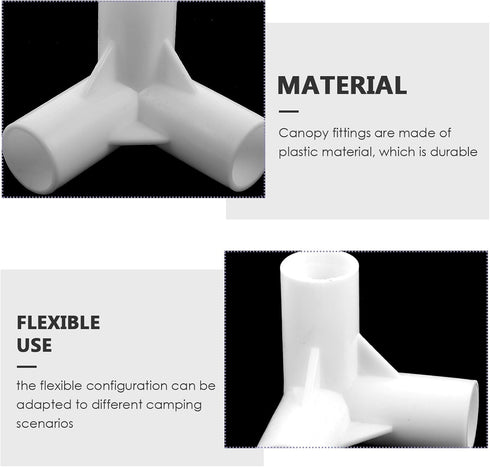 Yardwe 20pcs Tent Joint Canopy Fittings for Parties, Canopy Center Connector, Plastic White Awning