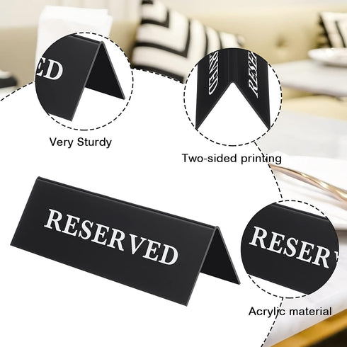 6 Pieces Plastic Reserved Table Sign, Table Tent Wedding Guest Reservation Seat Sign for Restaurant Wedding Chairs