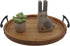 Oval Rustic Wooden Decorative Tray, Serving Tray with Metal Handles, Ottoman Coffee Table Tray, Farmhouse Centerpiece