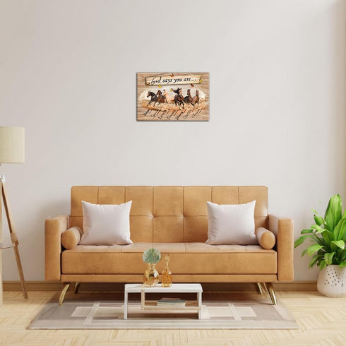 Strofupp Inspirational Horse Wall Art, God Says You Are Bible Quote Decor, 12x18 inches