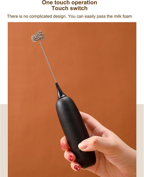 Handheld Milk Frother, Battery Operated Foam Maker, Egg Beater for Coffee, Latte, Hot Chocolate, Mini Drink Mixer