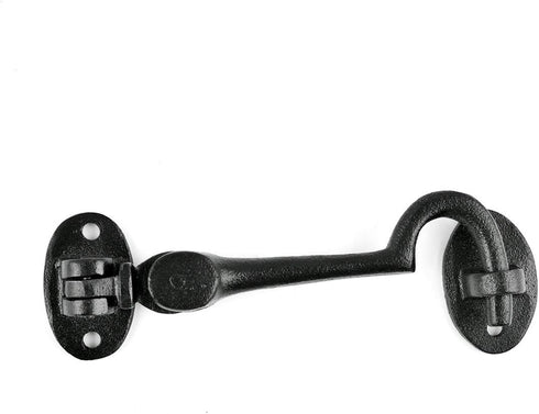 Renovators Supply Manufacturing Door Latch Lock, 4.5 in. Black Wrought Iron Swivel Hook and Eye Latch