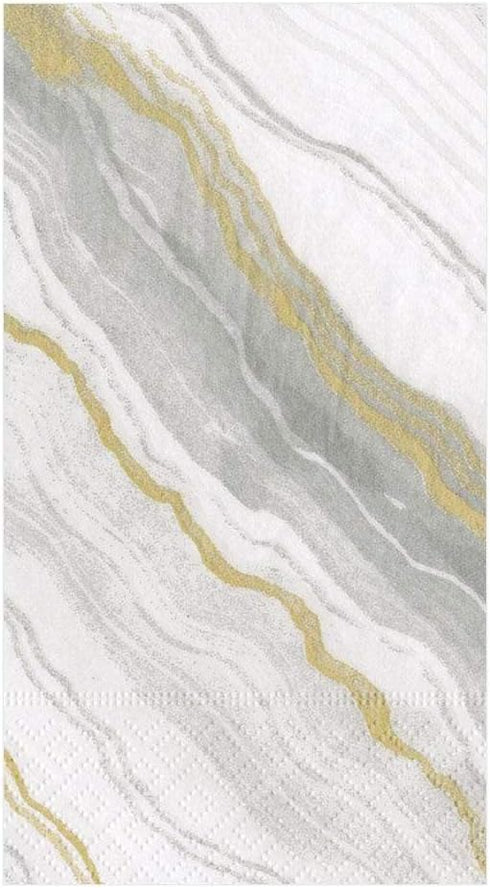 15 Package Caspari Marble Paper Guest Towel Napkins in Grey, Per