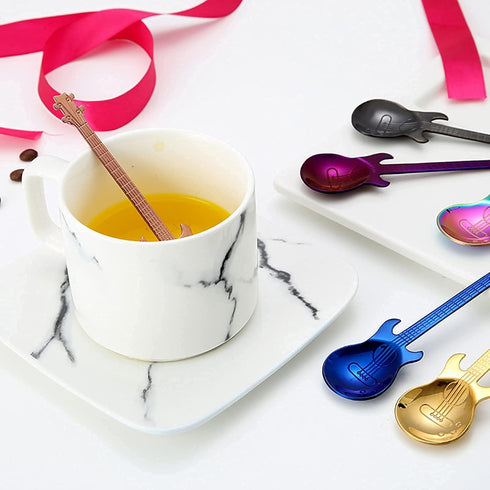 DEAYOU 14 Pieces Guitar Coffee Spoons, 18/10 Stainless Steel Small Spoon, 4.7 Inch Creative Spoons