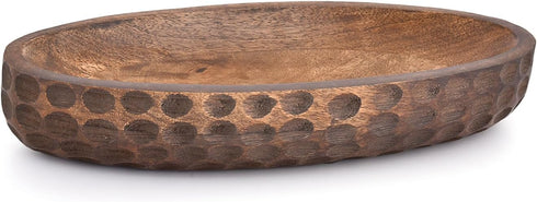 Mango Wood Decorative Bowl Home Decor Home Decorative Centerpiece Farmhouse Country, Restaurant, Café (14" x 6" x 2.3") by Samhita