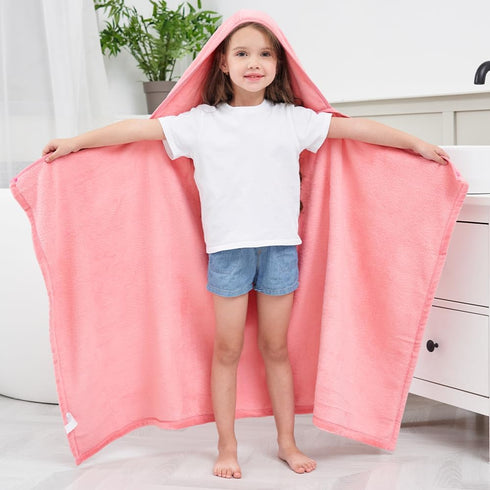 2Pcs 50"x30" 3-12 Hiturbo Kids Fleece Hooded Towel: Soft Plush Warm Blanket - Pool Beach Bath Swim Towel Wrap for Yrs