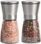 Salt and Pepper Grinder Set of 2, Premium Stainless Steel Spice Mill with Adjustable Coarseness and Refillable Glass