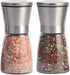 Salt and Pepper Grinder Set of 2, Premium Stainless Steel Spice Mill with Adjustable Coarseness and Refillable Glass