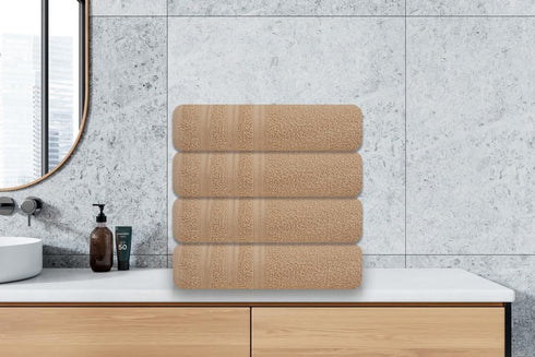Cinara Bed & Bath Set 6 24" 50" 100% Large Bath Towels of x Cotton Terry Durable, Soft & Quick Dry Beige Multipurpose