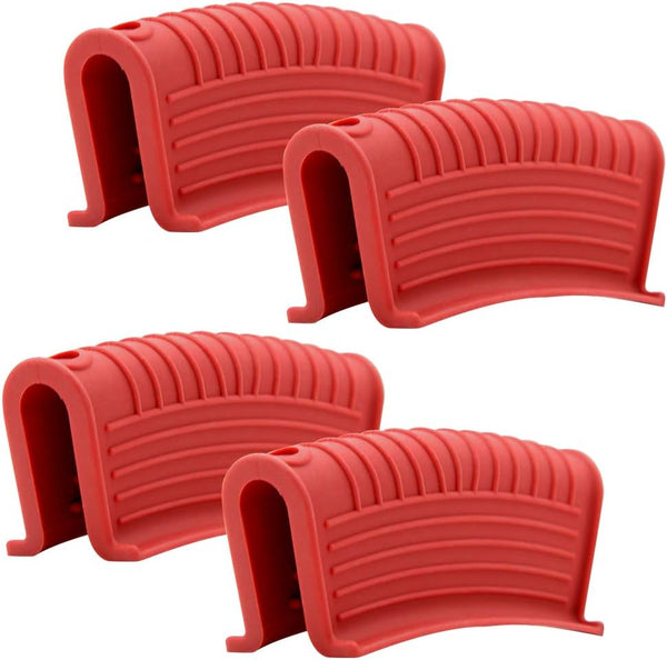 Silicone Assist Hot Pan Handle Holder, 4 Pack Red Sleeve for Cast Iron Skillets, Nonslip Heat Resistant Covers