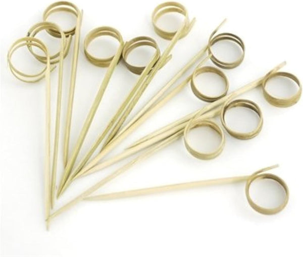 BambooMN 3.5" Decorative Loop Ring Cocktail Picks, 300 Pieces for Events, Buffets, Restaurants