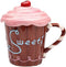 Life Is Sweet Mug with Pink Lid, 5-3/4-Inch