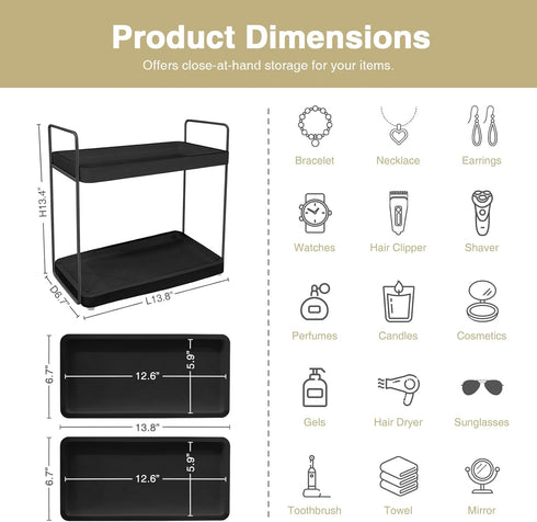 Counter Countertop Forbena Black Bathroom Organizer, Tiered Bathroom Organizer Tray, Corner Makeup Vanity Shelf