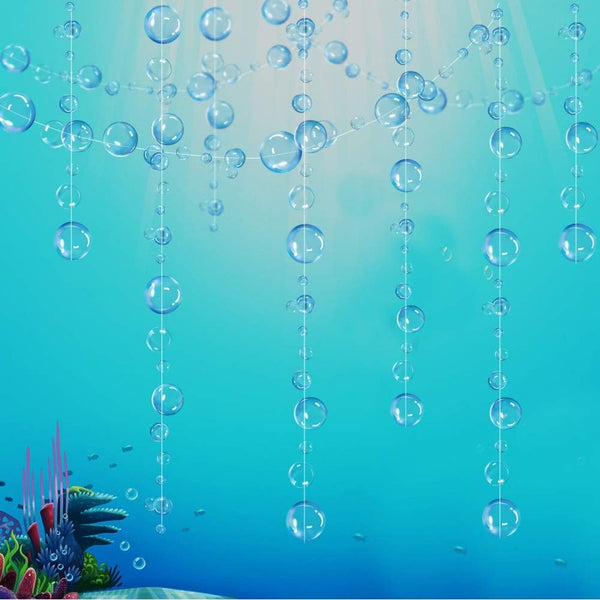 Decor365 Under The Sea Party Decorations - Blue Bubble Garlands for Little Mermaid Birthday, Underwater Backdrop