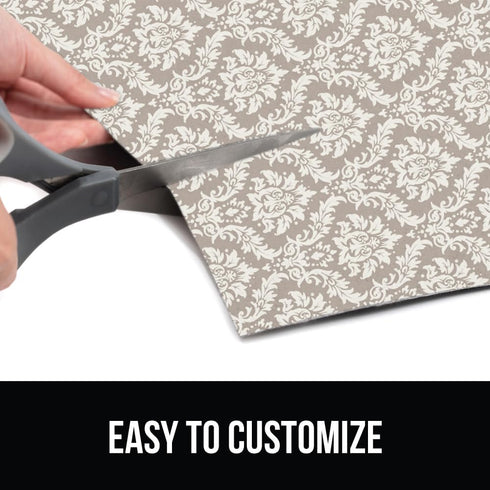 GORILLA GRIP LeakGuard Non-Adhesive Under Sink Mat, 24x40, Waterproof Quick Dry Shelf Liner, Damask Taupe Cream