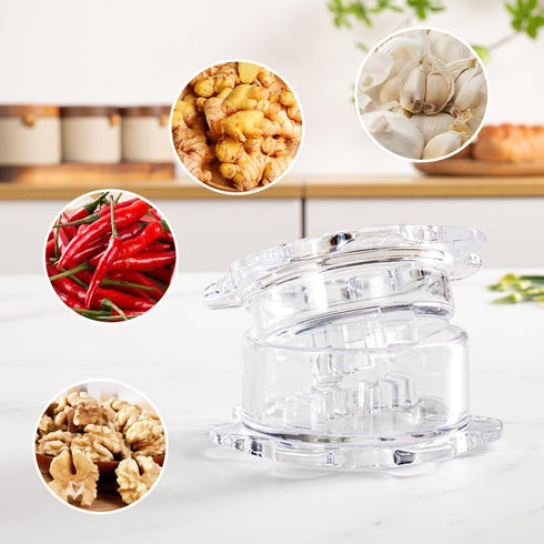 Generic Garlic Twister Kitchen Tool Manual Garlic Crusher & Ginger Grinder, Nut Chopper, Chili Pepper Mincer, Clear