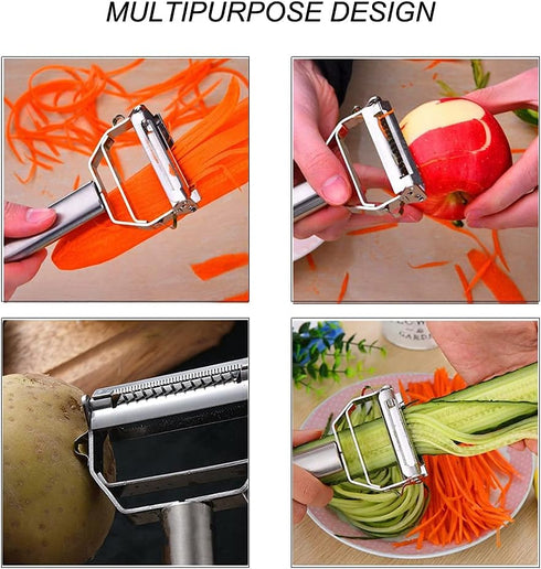 Ultra Sharp Vegetable Peeler - Stainless Steel 2 in 1 Julienne Vegetable Peeler - Perfect for Carrot Potato Cucumber,