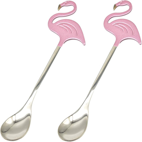 Maydahui 2PCS Flamingo Spoons - 5.1 Inch Animal Spoon, 18/10(304) Stainless Steel Dessert Spoon
