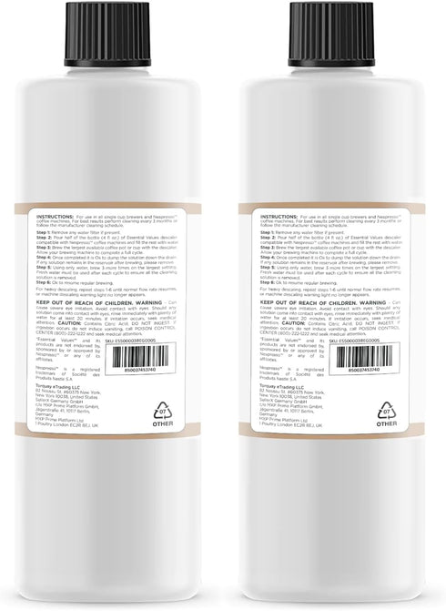 Essential Values Descaling Solution for Nespresso, Coffee Pot Cleaner and Descaler, 12 Month Supply 2-Pack