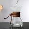 TOPINCN Double Layer Filter V Spout Wooden Sleeve Pour Over Coffee Maker 400ml Capacity, Clear Scale Glass Material