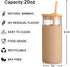 Tronco 20 oz Glass Tumbler with Lid & Straw - Iced Coffee & Smoothie Cup with Silicone Sleeve | BPA-Free, Amber