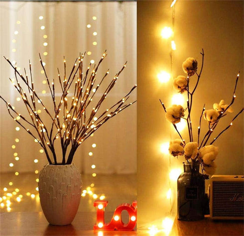 2 Pack Decorative LED Lighted Branch Lights, Battery Operated, 29.5 Inches, Warm White, 20 LEDs for Home Decor