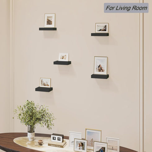6 inch Set 5 HAO Small Floating Shelf Wall Mounted Mini Hanging Display Shelves for Living Room Bedroom Bathroom