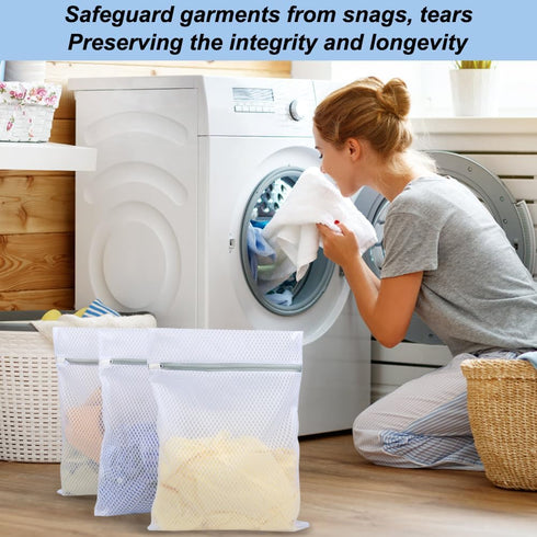 Vivifying Mesh Laundry Bags for Delicates, 3Pcs Honeycomb Mesh Wash Bags with Zipper for Washing Machine, Shoes,