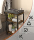 Tigerden 3 Tier Side Table, Heavy Duty End Table with Shelves, Narrow Nightstand for Small Spaces, Record Player Table
