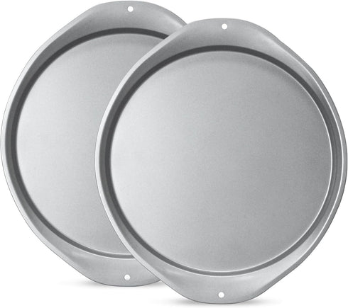 14 Inch Nonstick Pizza Pan for Oven, Durable with Widen Handles for Cooking, Baking, and Grilling (2, Grey)