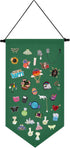 Kunyeah Wall Hanging Brooch Organizer Storage Case - Colorful Canvas Pin Board Stand for Enamel Pins (Green)