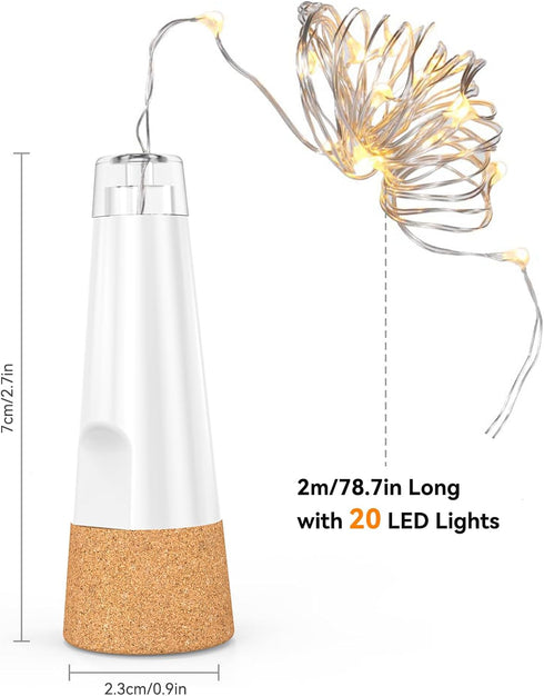 20 2024 3 Pack) Bottle Lights, LED Fairy Lights Battery Operated USB Rechargeable Upgraded Bottle Light with Cork
