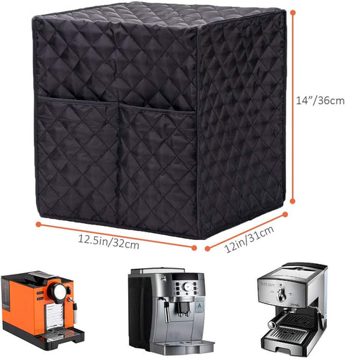 COOSOO Coffee Maker Cover, Washable Stain Resistant Covers with Storage Pocket, Dust Protection for Kitchen Appliances