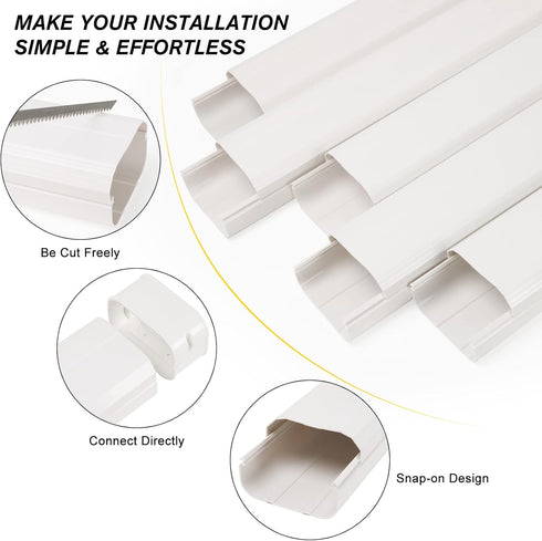 BEWAVE 9 Ft AC Line Cover Kit - 4" W Decorative PVC Tubing for Mini Split Air Conditioners and Heat Pumps
