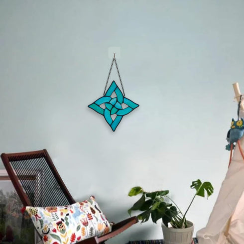 Celtic Trinity Knot Stained Glass Window Hanging Suncatcher Ornament, Handmade Irish Decoration Birthday Gifts for