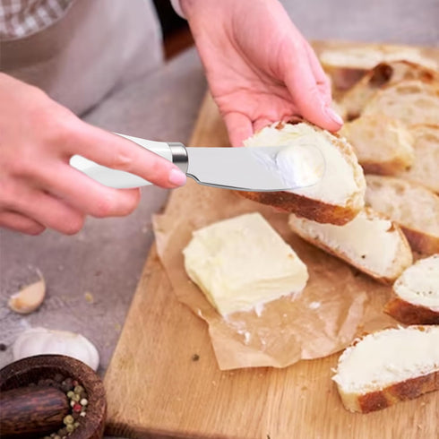 Set 2, Set Butter Spreader Knives of Stainless Steel Butter Knife with Porcelain Handles, Blunt Edge Cheese Spreader