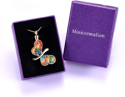 Minicremation Cremation Jewelry for Ashes - Memorial Keepsake Butterfly Necklace for Women