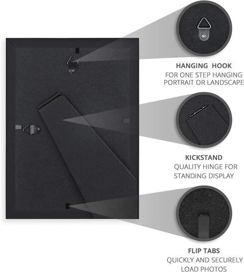 Langdon House 5x7 Picture Frames (Black, 12 Pack), Contemporary Frame Set, Wall Mount or Table Top