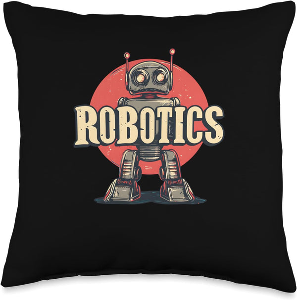 Robot Robotics Engineer Retro Throw Pillow for Teachers and Students
