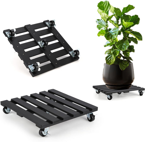 PRAQECZ 2 Pack Plant Stand with Wheels, 12" Rolling Plant Stand 264 LBS