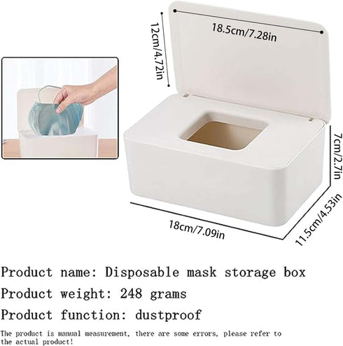 Cuayaes White Tissue Box Cover, Refillable Baby Wipes Dispenser with Sealed Lid, Modern Desktop Tissue Box Holder