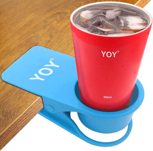 2 Pack YOY Drink Cup Holder Clip - Table Desk Side Water Glass Beer Bottle Beverage Soda Coffee Mug Holder Cup Saucer