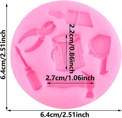 Mini Construction Tools Fondant Mold for Cake Decorating, Hand Tools Silicone Molds for Cupcake Topper Chocolate Candy